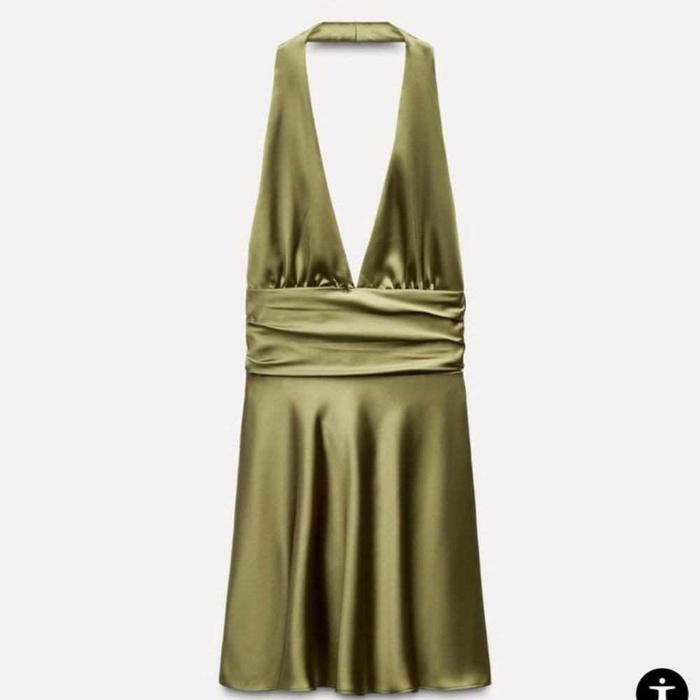 ZARA silk green dress